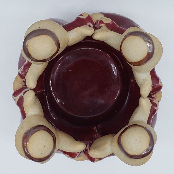 4 Christmas Tree Angels Holding Hands in Circle Stoneware Votive Candle Holder - Picture 6 of 13